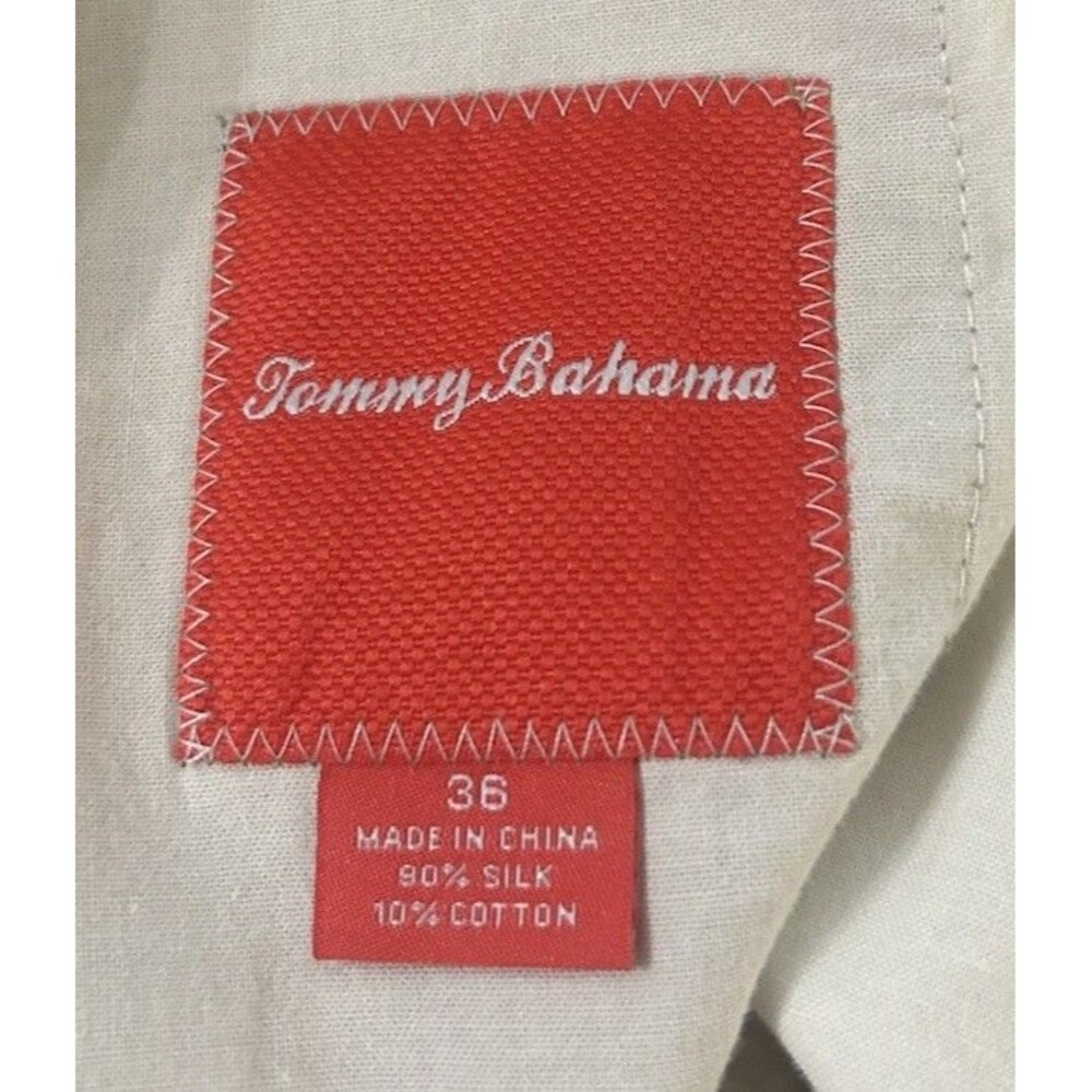 Tommy Bahama Chino Shorts Mens 36 / 9 Khaki Silk Cotton Pleated Casual READ - Picture 7 of 9